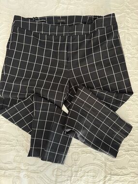 Talbots Black and White Windowpane Ankle Pants